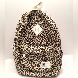 NWOT Canvas Leopard Backpack